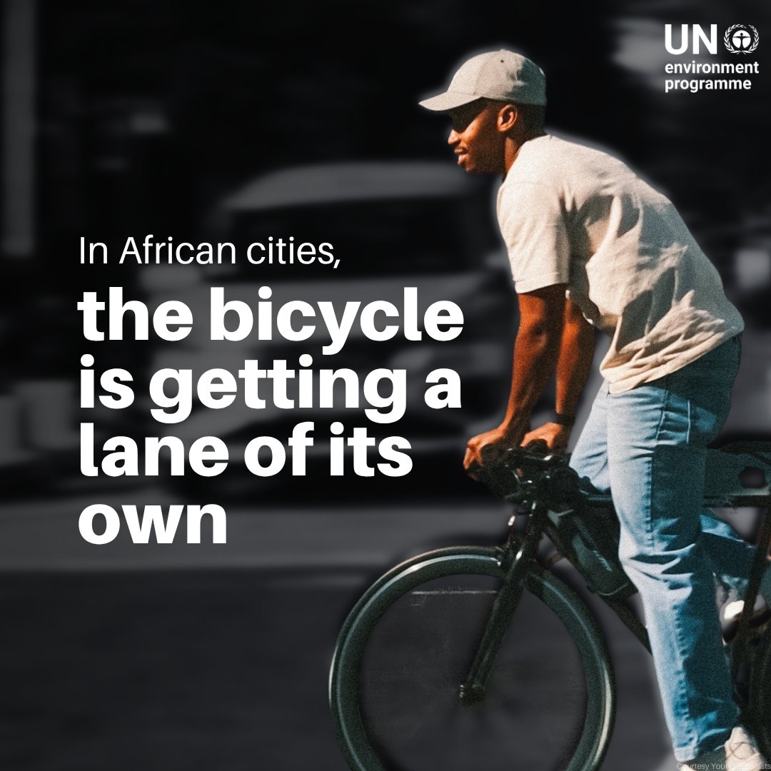UNEP's tweet photo. More than 1 billion Africans walk or cycle every day. Yet many roads remain unsafe for those who use them. 

See how African cities are investing in cycling infrastructure to improve health, ease congestion and cut pollution. #NowForClimate: https://t.co/9KfvuDUohs https://t.co/lR0fO4CEP8