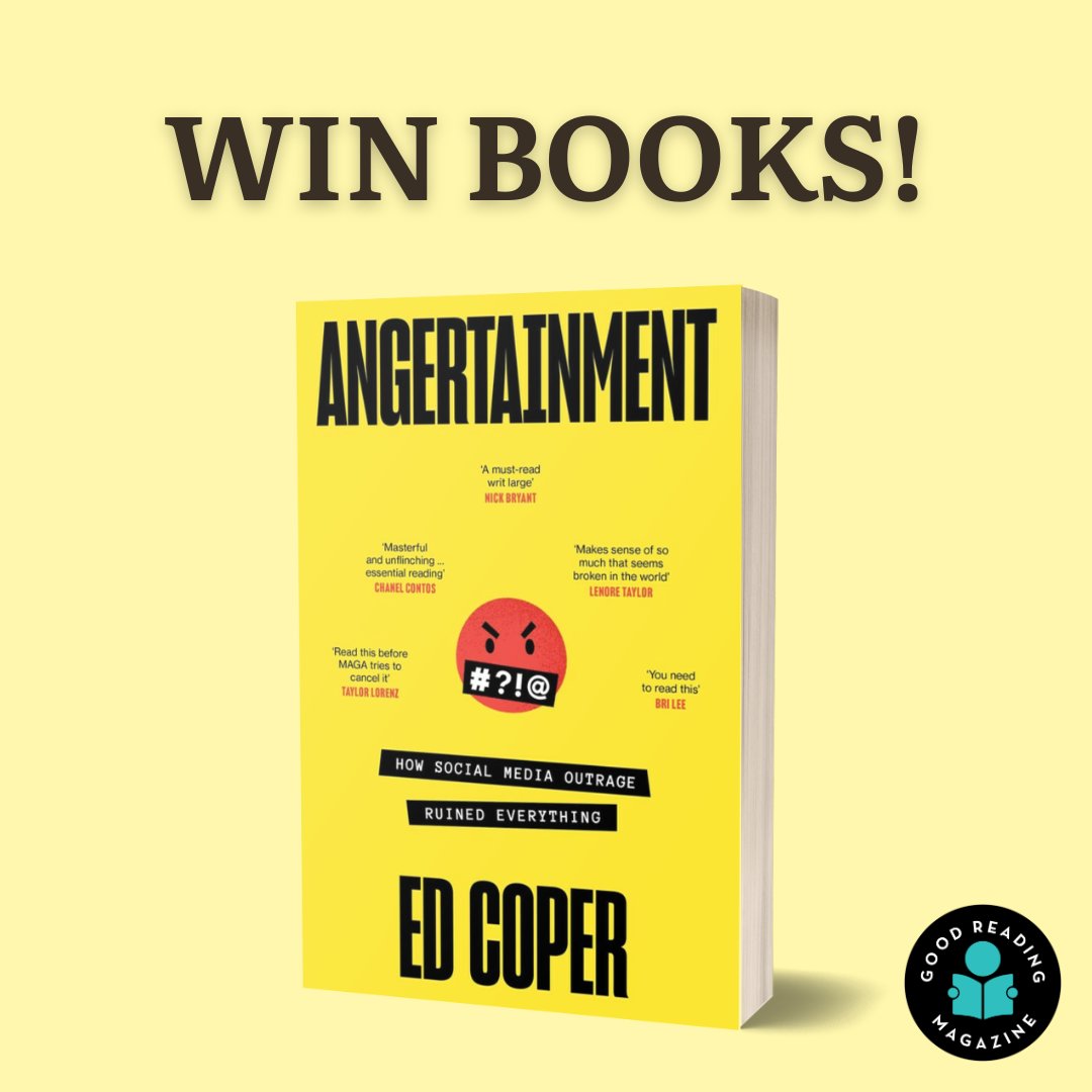 GoodReading's tweet photo. It’s day 29 of our Birthday Giveaway!
We're giving away 5 copies of 'ANGERTAINMENT' by Ed Coper. @simonschuster
Apply online by 11.59pm on 29 July for your chance to win: https://t.co/sRdpMyPoVf
#GoodReadingMagazine #WinBooks #EdCoper #SimonandSchuster #SummitBooks https://t.co/NPbfFWeDxw