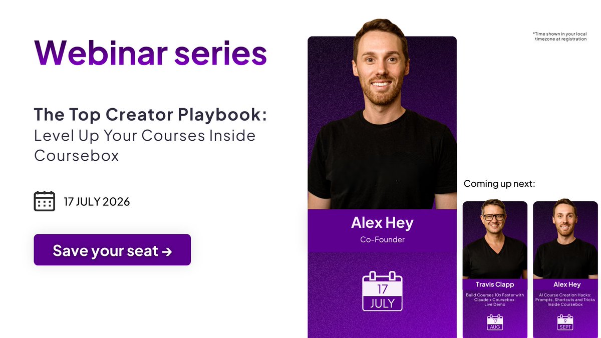 Coursebox_ai's tweet photo. Join @heyalexhey and level up your courses inside Coursebox! https://t.co/mFarxI7zTy