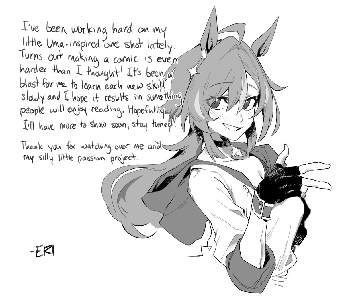 erikiri_'s tweet photo. Little update about my Umamusume one-shot! https://t.co/lONISCLR67