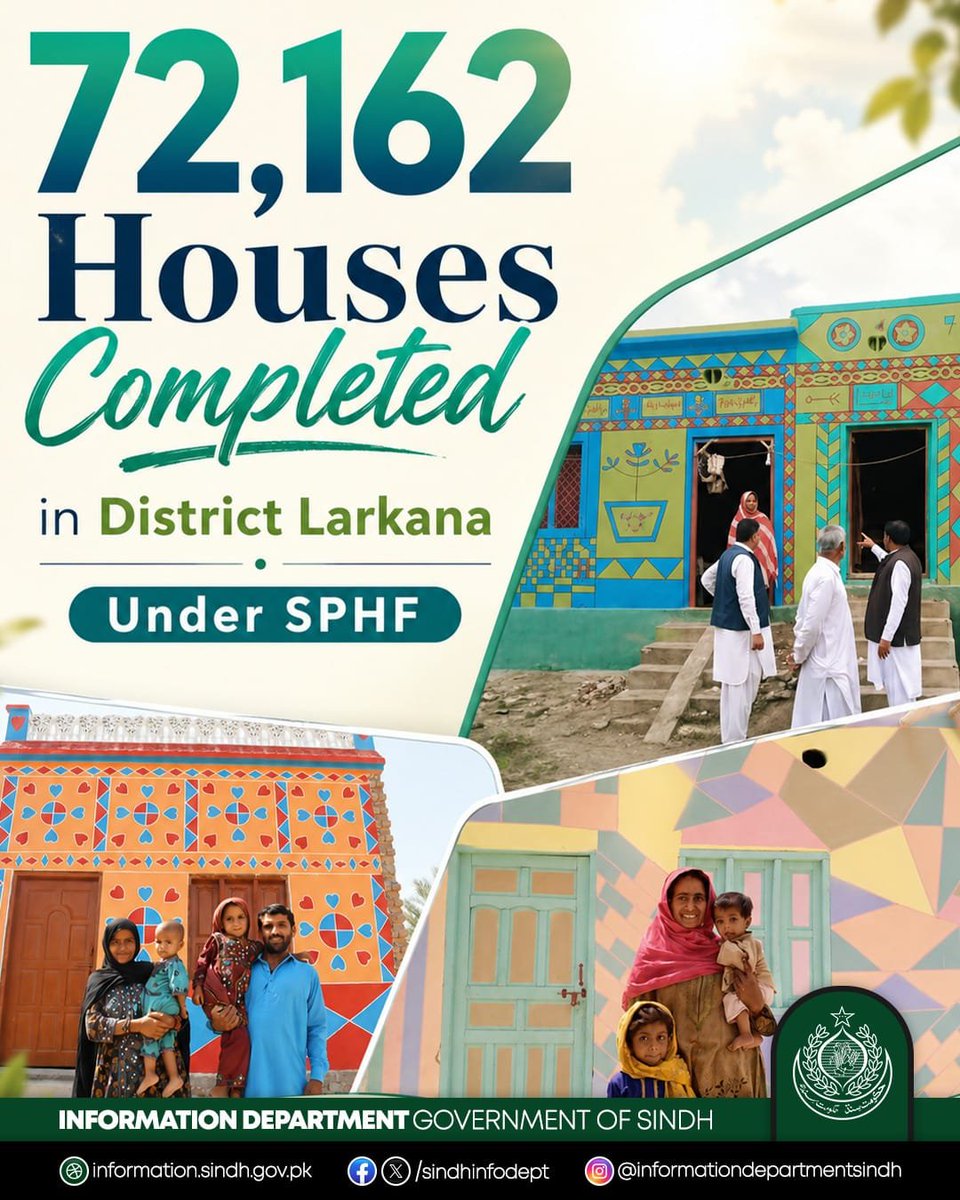 Kaleri_Asad55's tweet photo. 72.162 climate-resilient homes completed in Larkana through #SPHF turning hope into reality for flood-affected families. Together  we're rebuilding lives  restoring dignity  and creating a stronger  more resilient Sindh. 🏡💚 #Sindh #ResilientFuture
@sindhinfodepart @BakhtawarBZ https://t.co/kQfM8bOUq7