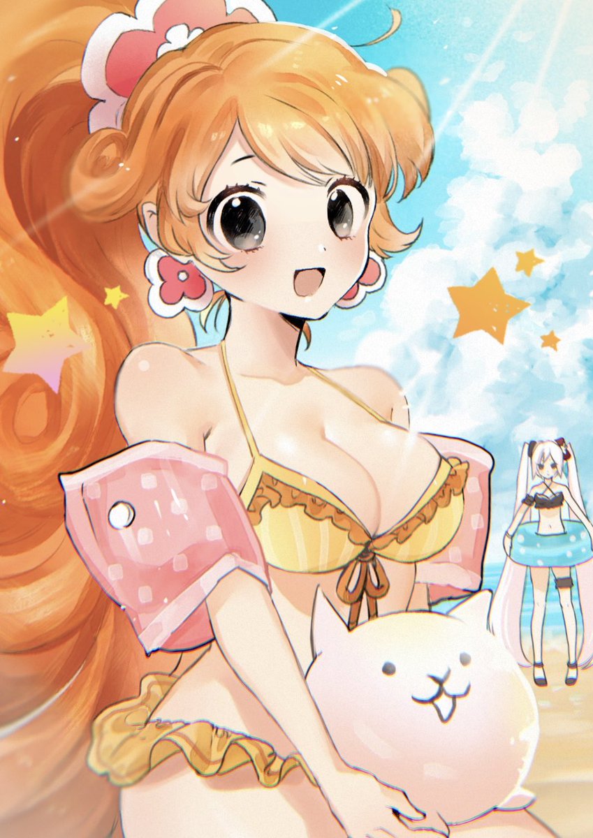 roke_t00's tweet photo. #にゃんこ大戦争
夏だ！海だ！🐷⛱️ https://t.co/MPsrmMCleM