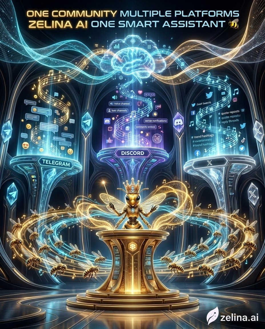 Zelina_AI's tweet photo. 📲 Telegram.
 📲 Discord.
 📲 X.
Three platforms.
One community.
One exhausted manager.
🐝 One AI assistant can make all the difference.
#CryptoCommunity #ZelinaAI https://t.co/zfeu9XAQN1