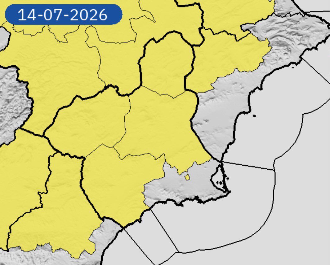 MolinaPolicia's tweet photo. *AVISOS DE FENÓMENOS METEOROLÓGICOS ADVERSOS* Martes

🟡 *Nivel amarillo*
🌡️ Temperaturas máximas 
📍 39º C en el Altiplano, Noroeste y la Vega del Segura
📍 38º C en el Valle del Guadalentín, Lorca y Águilas
🕐 Entre las 13 y las 21 h. https://t.co/womJ79hY8D