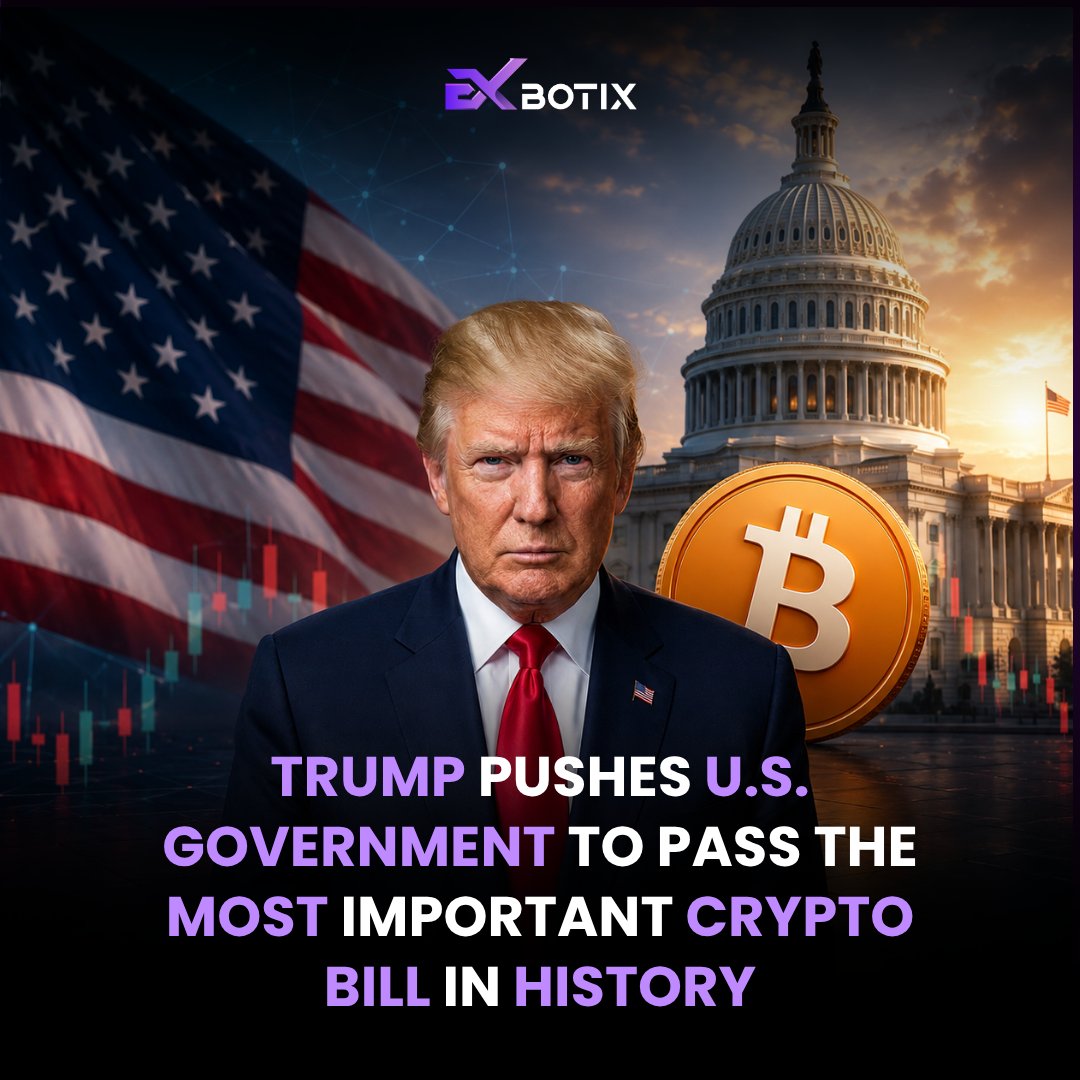 exbotix's tweet photo. Trump wants the Senate to pass the CLARITY Act.
With crypto regulation taking center stage, all eyes are now on Washington as the future of digital assets in the U.S. continues to take shape.

#Bitcoin #CryptoNews #CLARITYAct #Blockchain #EXBT https://t.co/p6xKjVZBh7
