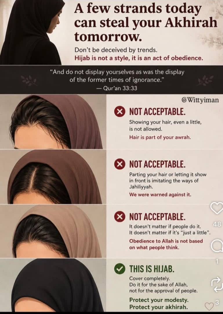 salahudeen33's tweet photo. Fear Allah, don't be deceived by thread.
Hijab isn't a style, it's an act of obedience https://t.co/D8SilqLoIC