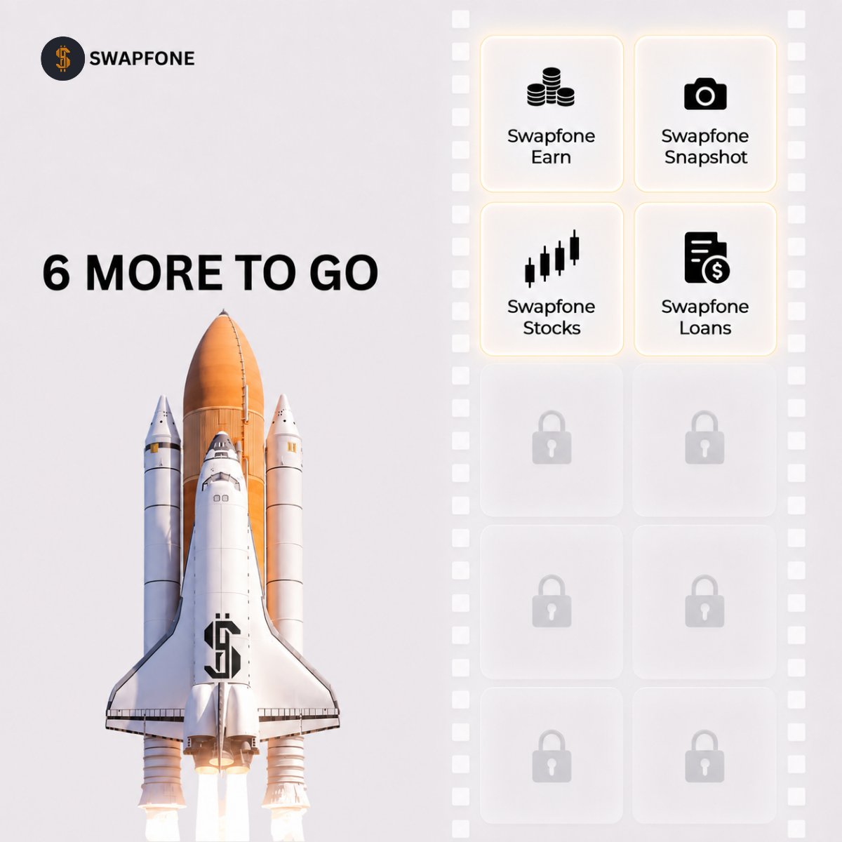 swapfone's tweet photo. Swapfone Loans unlocked, 6 more to go.

All the mainnet features are ready to be imported into Swapfone app and the process is going successfully, be a part of the last days of our testnet journey!

4/10☑️

Get ready for the greatest crypto revolution.

▪️Another upgrade is coming this week - stay tuned.

Don’t forget to log in daily to collect all NFTs and be included in the snapshot before the mainnet launch.

📲Mine $USDS daily at https://t.co/P2ck3Gd6SK before mainnet