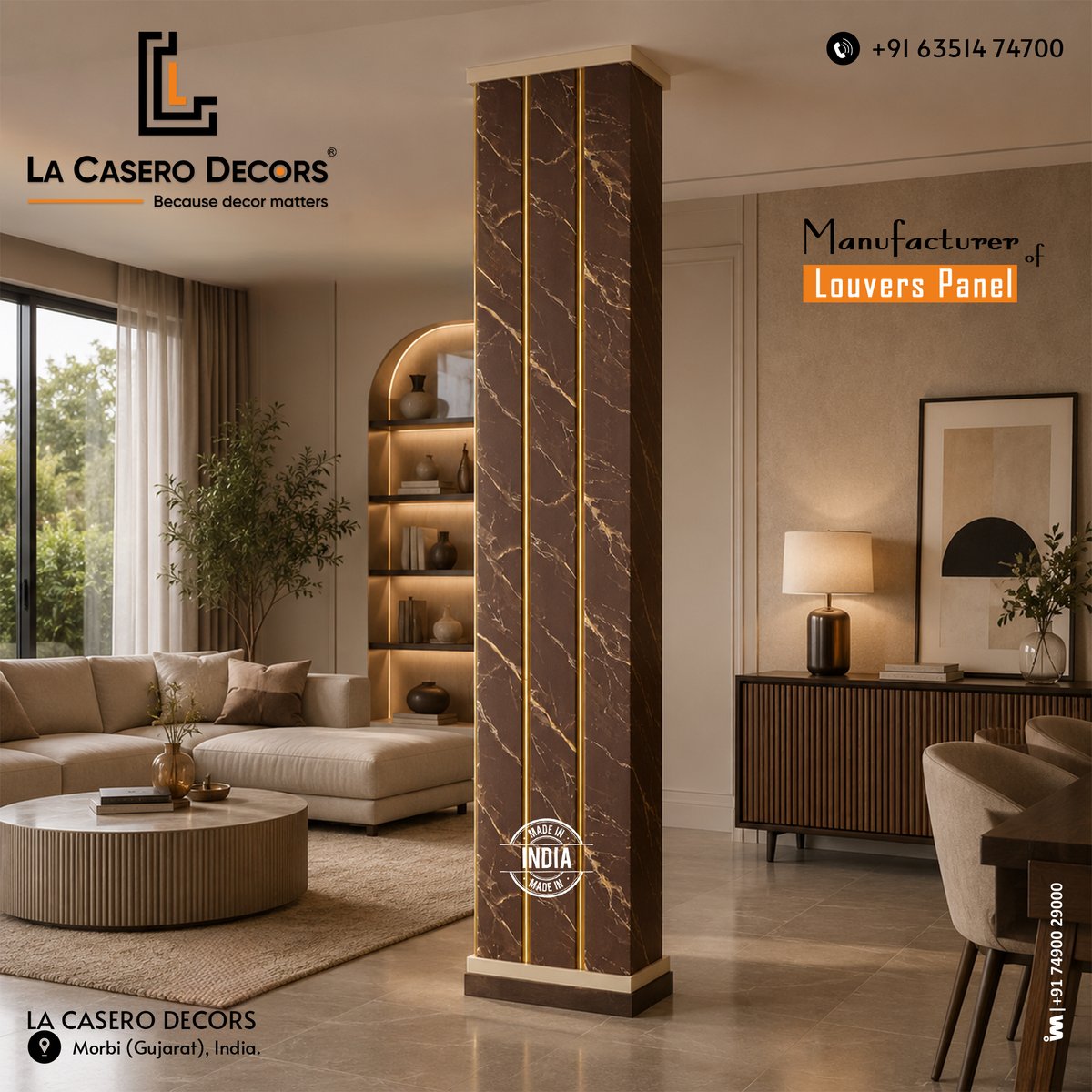 ibais_wooden's tweet photo. LA CASERO DECORS (MORBI)

For enquiry via WhatsApp click:  https://t.co/VE3DzmIwoz

Mr. Jill Bhalodiya: +91 6351474700
#LaCaseroDecors #LaCasero #LouversPanel #walllouvers #walldecor #WallPanels #LouversManufacturer #InteriorDesignIndia #MadeInIndia #HomeDecor
.
@ibais_wooden https://t.co/aFgLR3jkZo