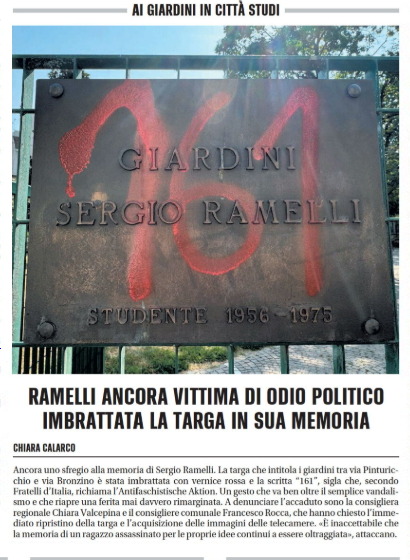 Siddh60's tweet photo. Gli assassini tornano a uccidere.
Ennesima dimostrazione della cultura dell'odio e della violenza dei #comunisti.
#Ramelli presente! https://t.co/xvrZQVdgGz