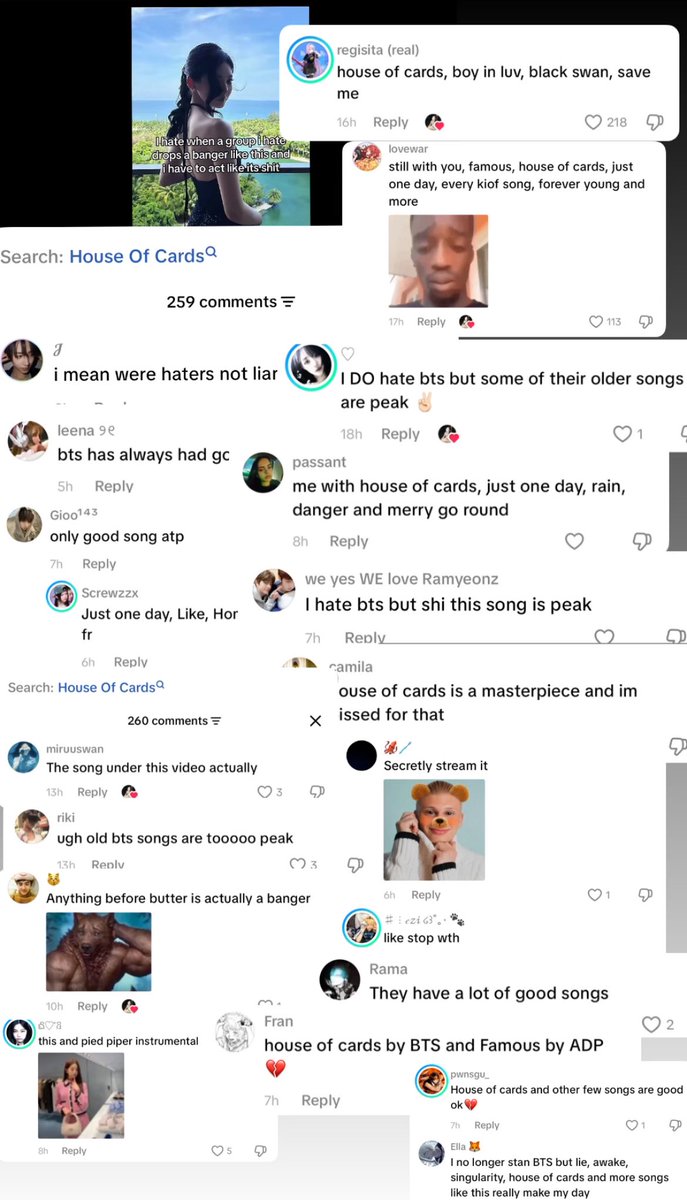 jarrensimper's tweet photo. even on tiktok kpop stan are so miserable abt house of cards lfmao. oh BTS you’ll always be a hitmaker https://t.co/oRd3U127iV