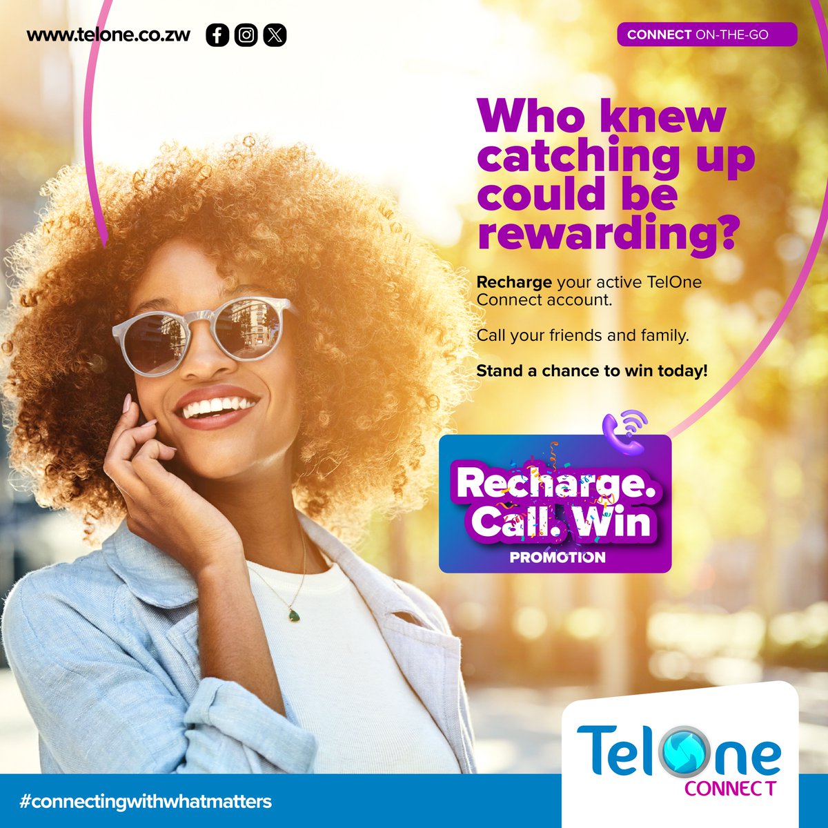 TelOneZW's tweet photo. Who knew catching up could be rewarding? 🤔📱
Make your regular calls to friends and family, and you could win extra vouchers in our weekly draws! 🎁
#RechargeCallWin
#ConnectingWithWhatMatters https://t.co/1RPOhjzI0I