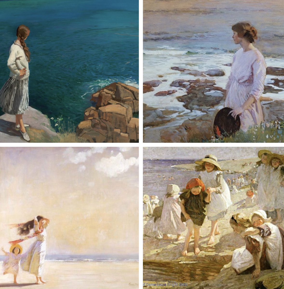 frome_maude's tweet photo. The coast of Cornwall in summer, as depicted by Laura Knight, who lived &amp; painted there from 1907-1919. 

#FairyTaleTuesday 
#Cornwall #Cornish #coast #FolkloreSunday https://t.co/IHcZsgPe3Q