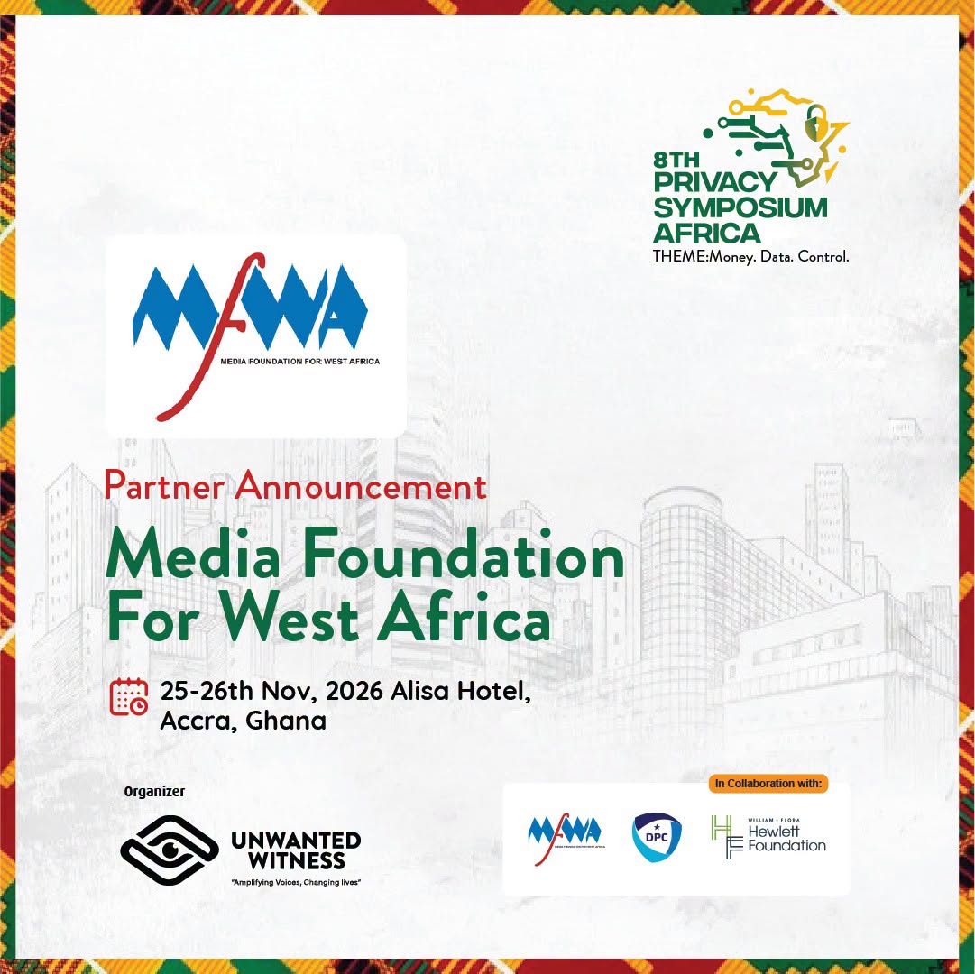 TheMFWA's tweet photo. New partnership!

MFWA has teamed up with @UnwantedWitness and @DPC_Ghana to organise the 8th Privacy Symposium Africa. 

The Symposium is themed: "Money. Data. Control."
Date: 25–26 Nov 2026

Read full press release here: https://t.co/K4MDRhEmgw https://t.co/jZC6nm65Dn