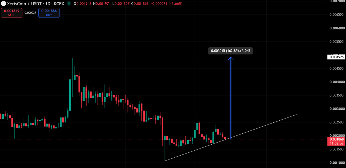 NeoNova242's tweet photo. $Xeris is in the last week(s) of preparation before launching it's triple consensus L1 blockchain.

CertiK audit is being finalized and Google Chrome wallet extension has been launched as well.

Concerning the chart, this is a juicy buy opportunity before the full Xeris ecosystem goes live. The 162% increase projection shown on the chart is just a first step.

Thanks to the swap mechanism and Xeris' genius tokenomics, the full token supply will get bought up fast. When that happens, the only regret you'll have,  is that you didn't buy more.