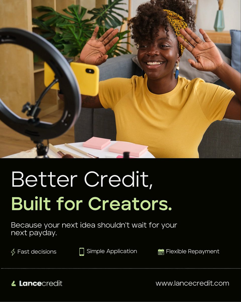 lancecredit's tweet photo. Creating takes talent, consistency, and the freedom to keep building.

With Lance, you can access a simpler, smarter, and more accessible way to access credit, so you can focus on bringing your ideas to life instead of worrying about what's holding you back. 👇🏾💚 https://t.co/UM6TLzFajk