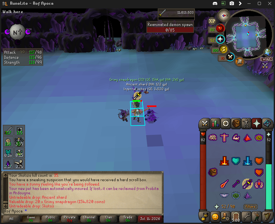 FClignon's tweet photo. @OldSchoolRS @Erling after 23 years of playing, i got my first pet!! skotos! https://t.co/51aSjJ1pww