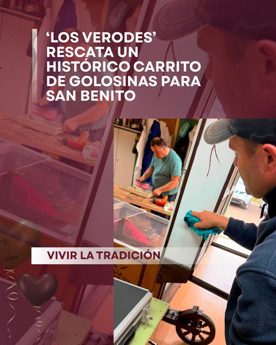 IASS_Tenerife's tweet photo. 🔴El Centro Ocupacional Los Verodes #IASS participa en los preparativos de San Benito Abad. Su Taller de Artesanía ha trabajado junto a los vecinos de la Asociación Amigos y Romeros de San Benito 🤝 para recuperar un antiguo carrito de golosinas de la Plaza de la Catedral. https://t.co/NQio7W4yRR