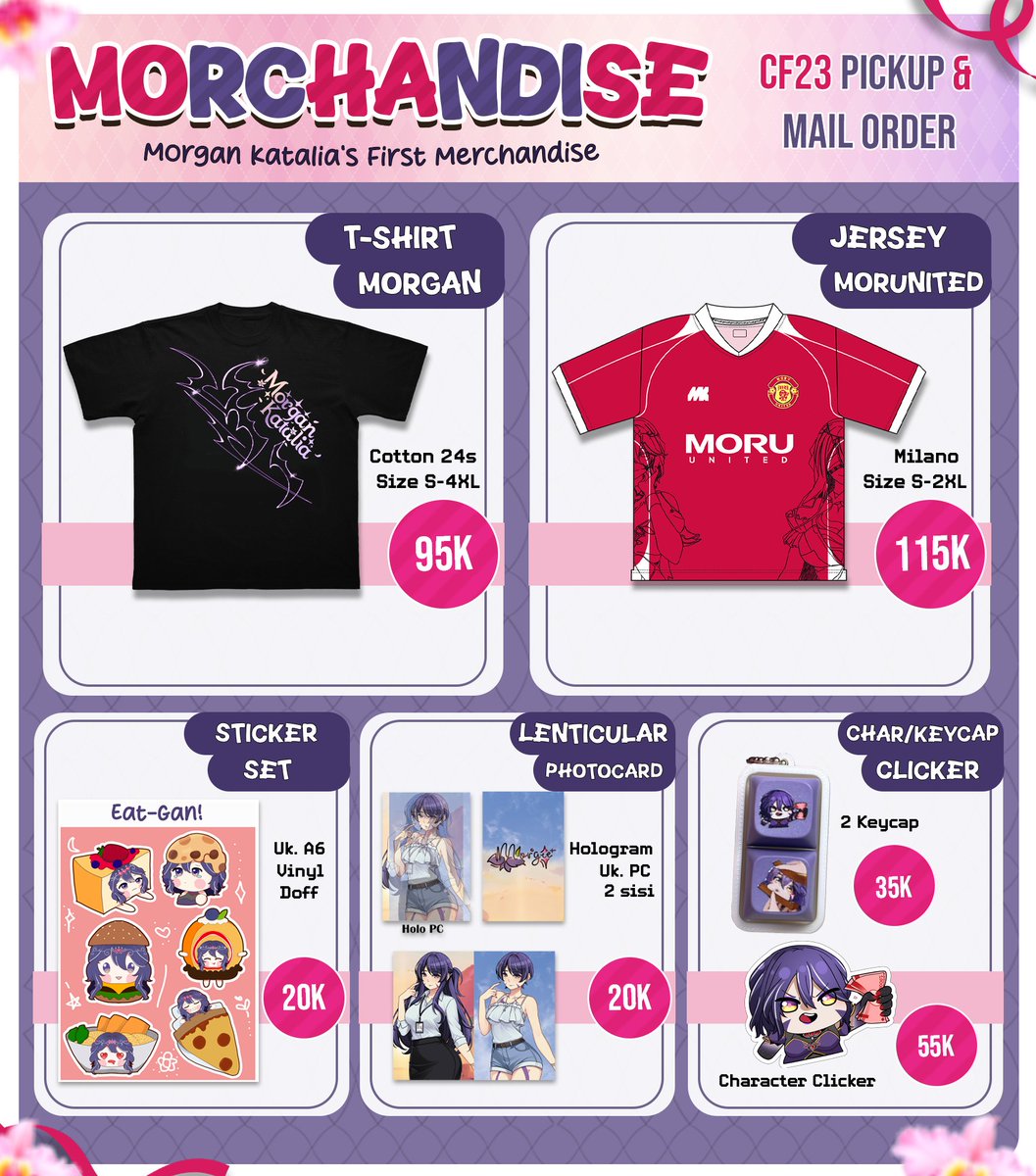 MorganKatalia's tweet photo. 🌺【 Open Pre-Order Morchandise! Pickup CF23 &amp; Shopee 】🌺

MY 1st MERCHANDISE 💕💕
Total ada 19 item + bonus Pre-Order🥺 
Bisa DP atau Fullpayment~

Langsung ajaaaa cek link dibawah!

CF23 Booth TBA
📅15 Juli - 15 September 2026
🛒https://t.co/BIBBGfFcpC

#cf23 #po #preorder https://t.co/TSNxGMnjMn