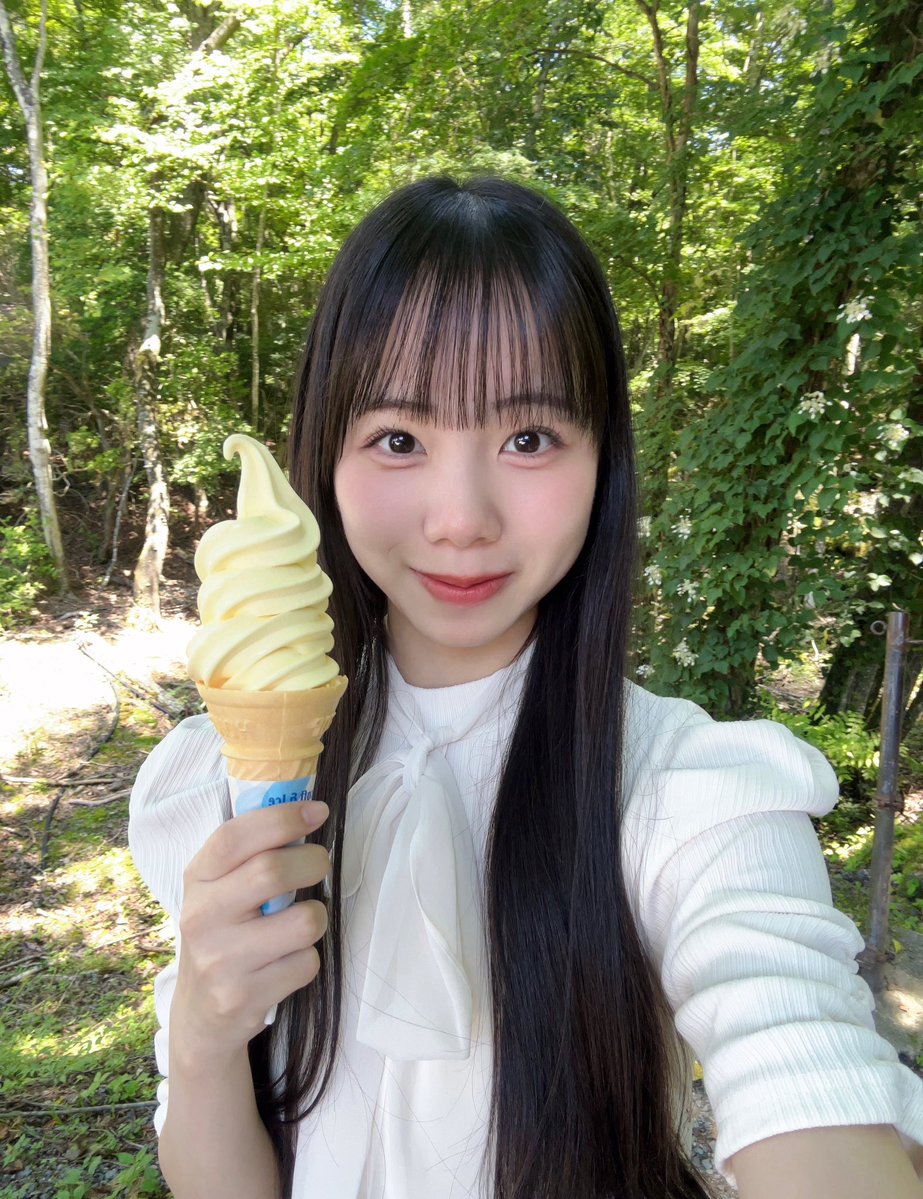 stu48_akorun's tweet photo. #ソフトクリームシリーズ ！🍦

山梨県で出会った、とうもろこし味のソフトクリームです👀🌽
とうもろこし味のソフトクリームがあることにびっくりしました❕

お店のおすすめで塩を少しかけてみたら、とうもろこしの甘さがさらに引き立って、とっても美味しかったです🤤✨ https://t.co/24VwHYKiov