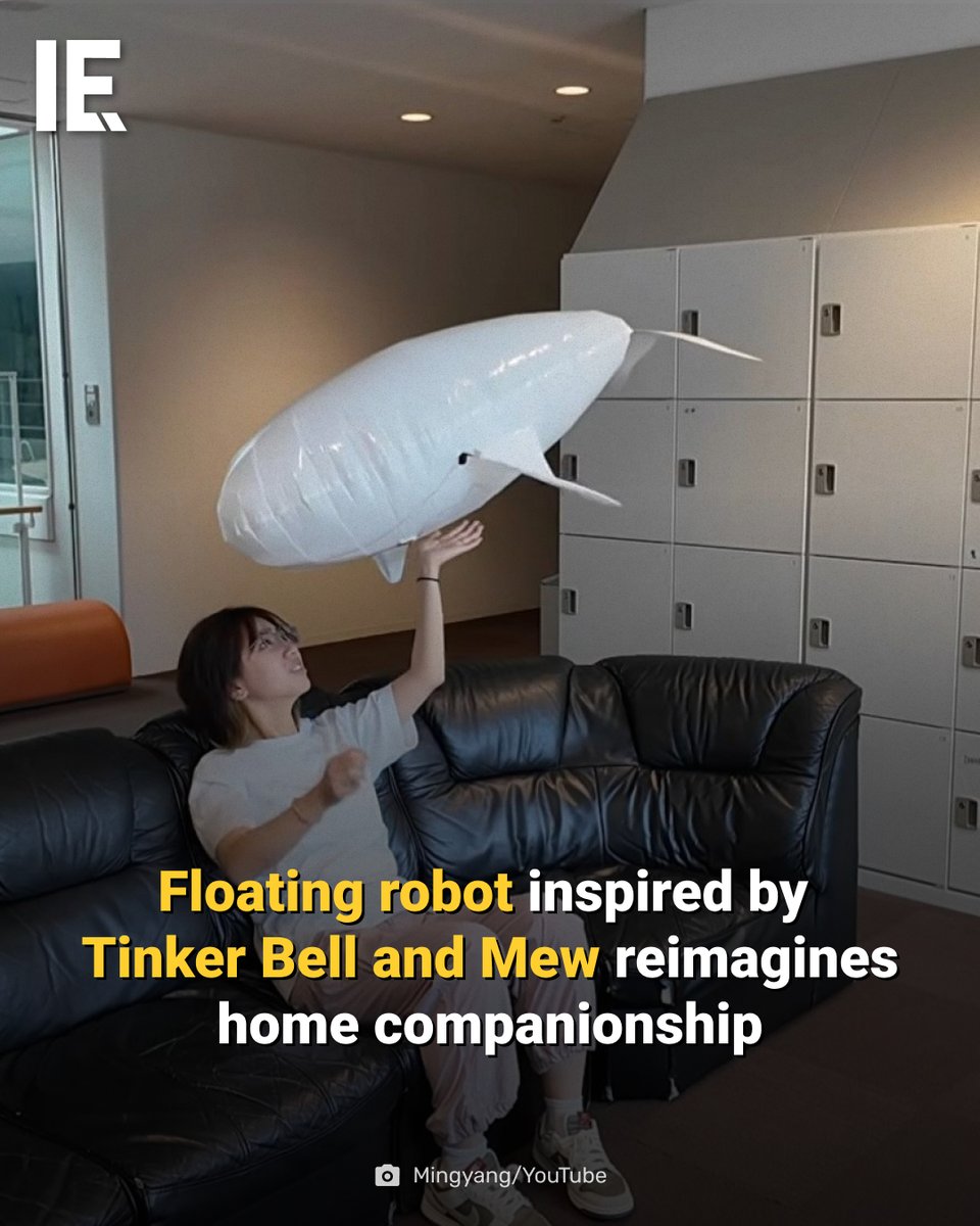 IntEngineering's tweet photo. Meet Japan's silent floating robot—a soft, helium-powered companion designed to safely hover, help and interact with people.
https://t.co/eehC9BESkC

#CompanionRobot #SoftRobotics #HomeRobot https://t.co/fD7iErYjZS