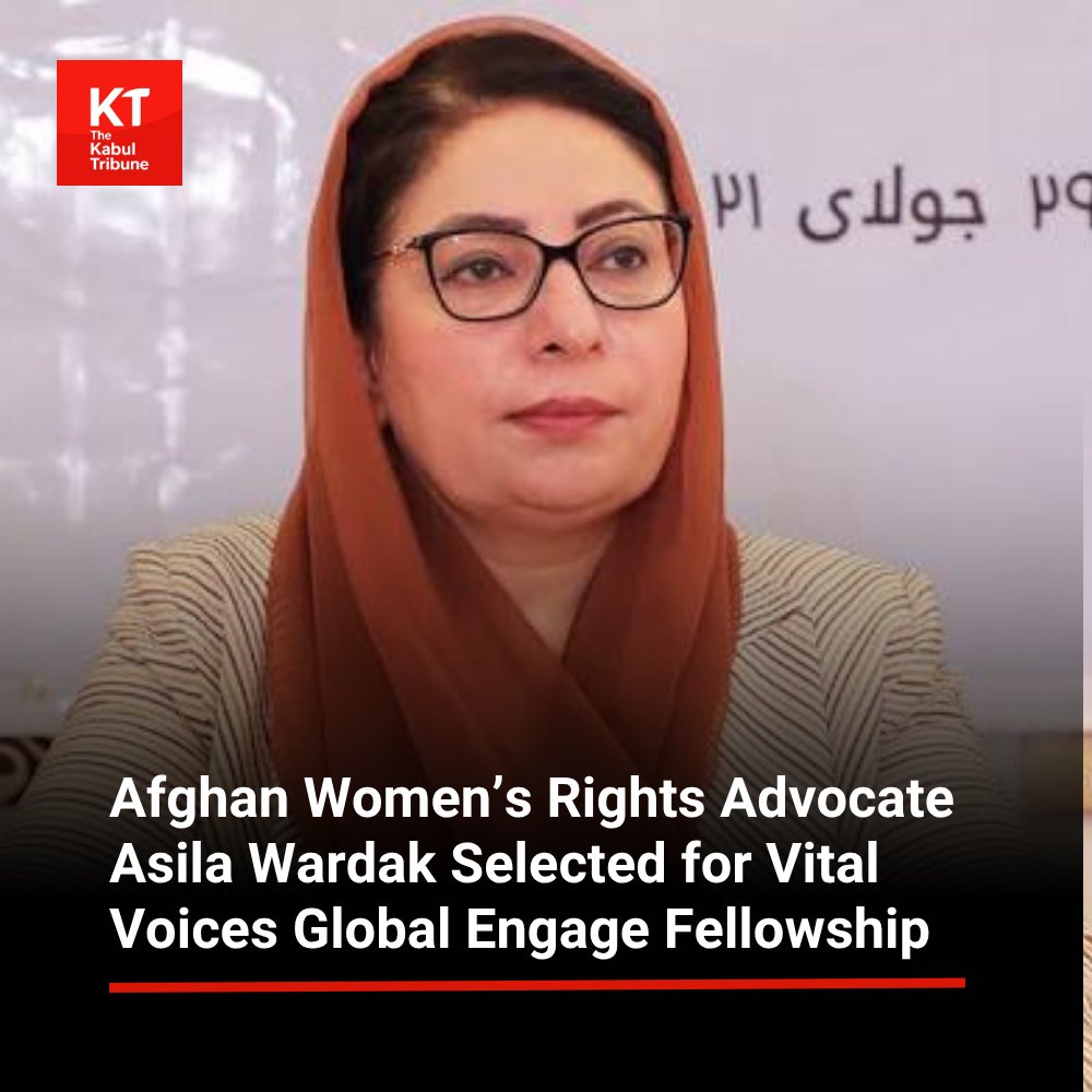 TheKabultribun's tweet photo. Asila Wardak, an Afghan women’s rights advocate, has been selected as one of 25 women leaders from around the world for the Global Engage Fellowship organized by Vital Voices Global Partnership.
Read more:
https://t.co/UIrKk9ioVy https://t.co/DxwzkP49MM