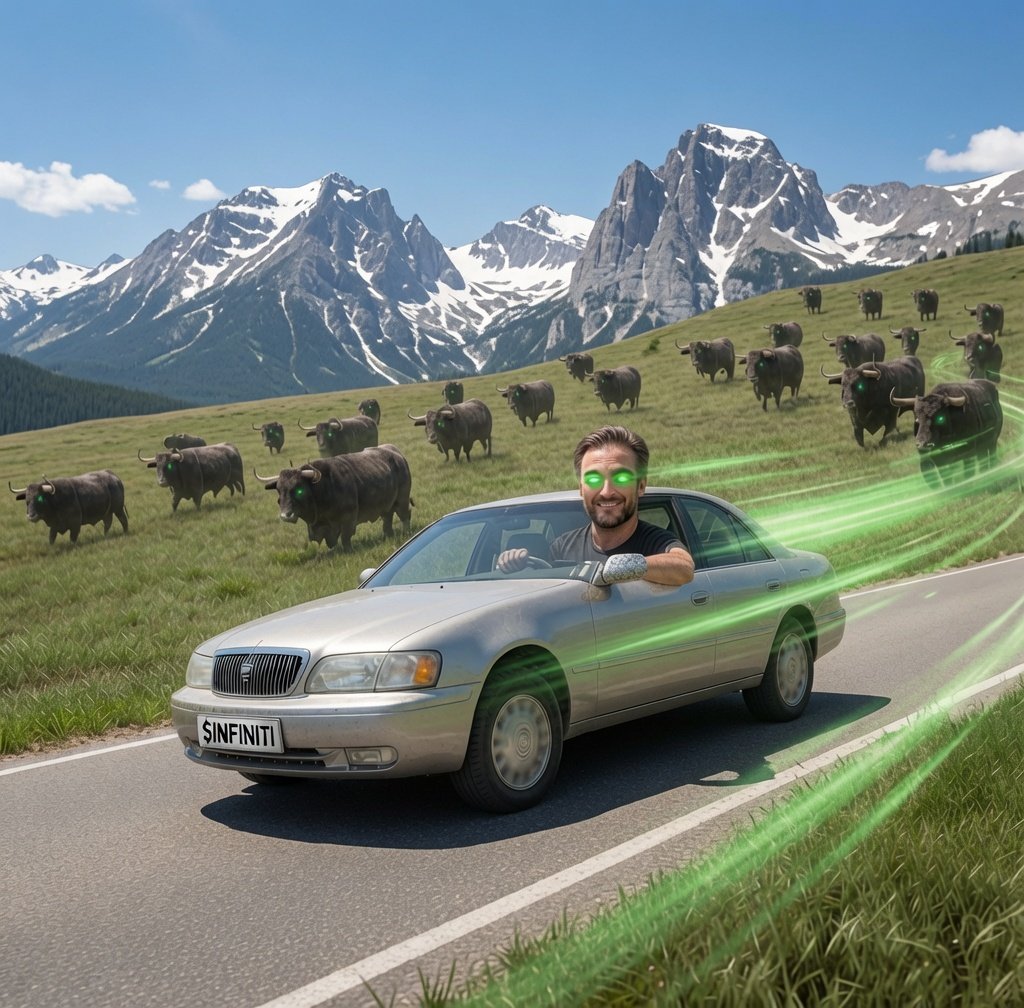 InfinitiQ45_FUN's tweet photo. GM

Overall market is down but $infiniti is still going strong.

It took Vlad days to drive the OG Robinhood servers 2789 miles across America, $infiniti is following a similar timeline...and everyone knows what happened when he reached his destination - Robinhood became a billion dollar company.

Meme competition winners will be picked today https://t.co/Ge0ubUgmjL

0x79ad79d01b86e0c25c7969b6a05342574497296e