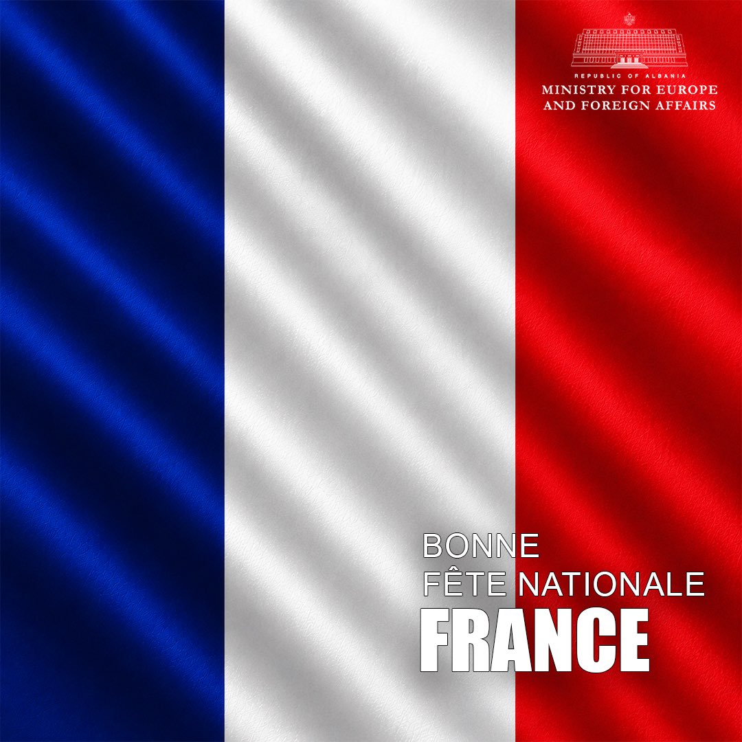 AlbanianDiplo's tweet photo. Liberté, Égalité, Fraternité.

En ce jour de Fête nationale, l’Albanie rend hommage à une amie fidèle, à une Alliée engagée au sein de l’OTAN et à un partenaire essentiel sur la voie de son adhésion à l’Union européenne.

Au fil des décennies, la France a inspiré des générations d’écrivains, d’artistes et d’intellectuels albanais. Sa langue, sa culture et son rayonnement intellectuel ont nourri le dialogue entre nos deux peuples et contribué à renforcer les liens d’amitié, d’estime et de proximité qui nous unissent.

Aujourd’hui, notre partenariat stratégique ne cesse de se renforcer, porté par des liens historiques profonds, consolidé et guidé par une vision et ambition communes : bâtir une Europe plus forte, plus souveraine, plus résiliente et plus unie.

En ce 14 Juillet, j’adresse mes vœux les plus chaleureux au peuple français, ainsi que mes vives félicitations aux autorités de la République française.

À la France ! 🇫🇷🇦🇱