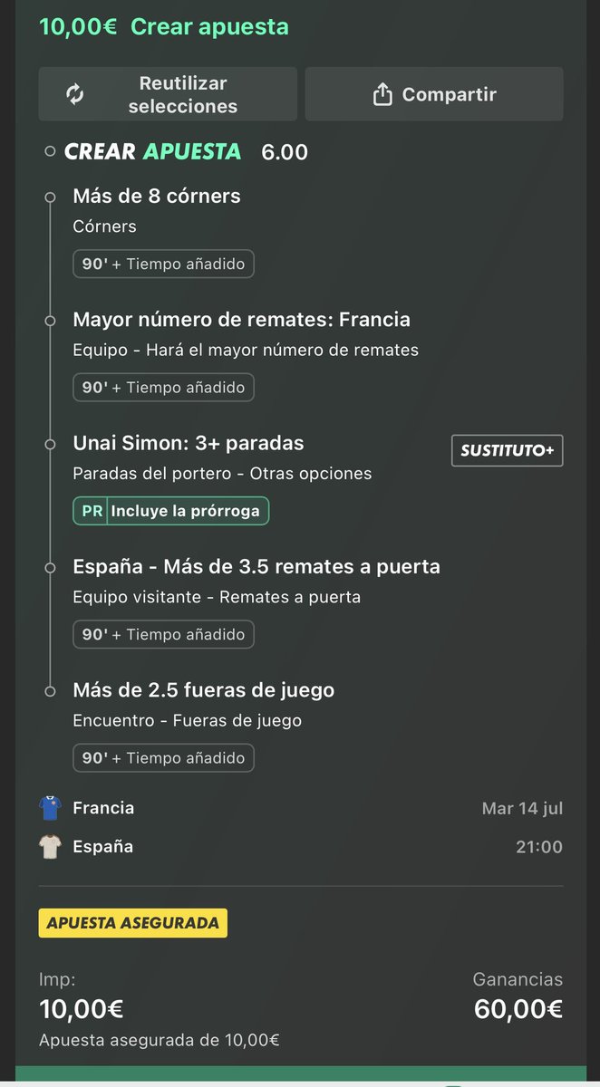 verticeplus90's tweet photo. 🚨 DÍA 34 DEL MUNDIAL 🏆

Todo el mundo está debatiendo quién ganará Francia 🇫🇷 vs España 🇪🇸…

Nosotros creemos que el verdadero valor está en cómo se jugará el partido. 👀

🔥 Cuota 6.00

Sin mirar el resultado…

¿La jugarías? 👇
👍 Sí | 👎 No https://t.co/5Na8WHhXof