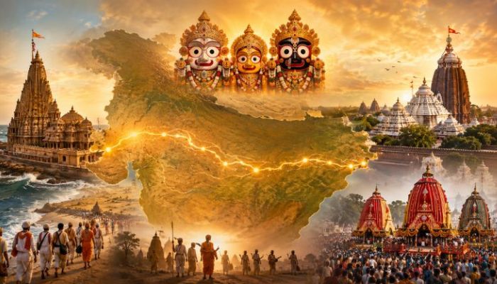 OpIndia_com's tweet photo. From Puri to Ahmedabad, Lord Jagannath's Rath Yatra has travelled far beyond geography to become one of Gujarat's most cherished traditions.

https://t.co/XB6MguU0km

Discover how faith, the Char Dham pilgrimage, Vaishnav saints, maritime trade and the Bhakti movement forged this centuries-old spiritual bond between Odisha and Gujarat.