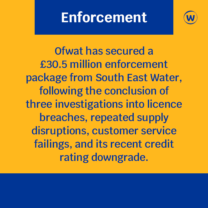 Ofwat's tweet photo. Following the conclusion of three investigations into repeated supply disruptions, customer service failings, and its credit rating downgrade, Ofwat has secured a £30.5m enforcement package from South East Water. 

Read more: 

https://t.co/lKK8wzZmw9 https://t.co/mfOFNjVNbu