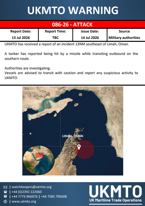 _MartinKelly_'s tweet photo. For housekeeping, there were three attacks reported by UKMTO. The 2 in the SoH are the same incidents as reported by UAE. 

During these incidents, 2x ADNOC tankers, MT Mombasa [IMO 9739501] and MT Al Bahiya [IMO 9937799] were struck by IRGC cruise missiles whilst transiting the Omani route. 

1 Indian crew member was sadly killed aboard Mombasa, 8 wounded (4 serious) - 6 Indian, 2 Ukrainian nationals. Fires on both vessels controlled.

A third tanker was hit last night in the eastern approach to the Gulf of Oman.

Iran has now attacked at the very least 6 (probably more) ships in the past week including ships from Bahri, Nakilat, and now ADNOC.