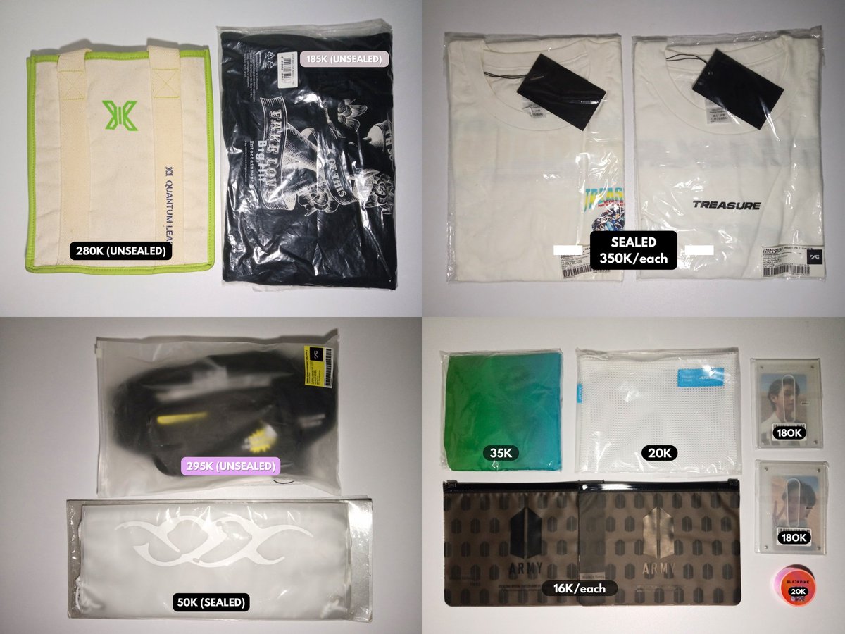 fanthv_'s tweet photo. ‼️WTS Clearance Sale‼️

[help rt]

Official Merch Treasure - BTS - X1 - Ateez - Blackpink - XG

☑️ harga inc fee pack
❎ exc adm oren
☑️ bisa keep event
☑️ negotiable
💬 please mt after dm
📍 Surabaya

t. want to sell pob taehyung jungkook t-shirt waist bag pouch tokopedia jk v https://t.co/xLHLS6kfSv
