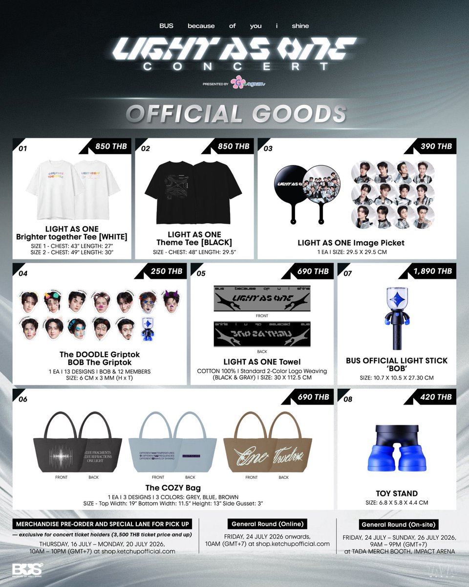 sweetiecupp's tweet photo. 🛍️รับกดofficial goods นะคั้บ 
ค่ากด/หิ้ว ชิ้นละ 30 บาท 
📮จัดส่งให้ภายใน 27-28 คั้บ =[ค่าส่ง 30 บาท เหมา 50 บาท]
🌟หรือนัดรับหน้างานได้ 24-26 คั้บ
สนใจdm มาสอบถามก่อนได้น้าา
 #bus_lightasone https://t.co/xFaexQU3ZA
