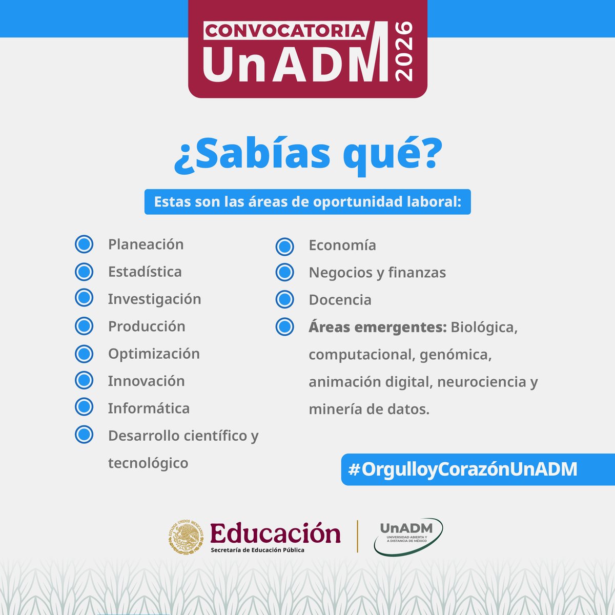 UnADM_Mx's tweet photo. ¿Listo para descifrar el mundo a través del análisis y la lógica? 🧠
Adquiere habilidades clave para la toma de decisiones, la tecnología y la investigación 🤓

​Conoce el plan de estudios:
🔗https://t.co/OPgRG4SnHF

#ConvocatoriaUnADM2026 #Aspirantes @IVANONLINEMX @lkravzov https://t.co/lqNpeAHONQ
