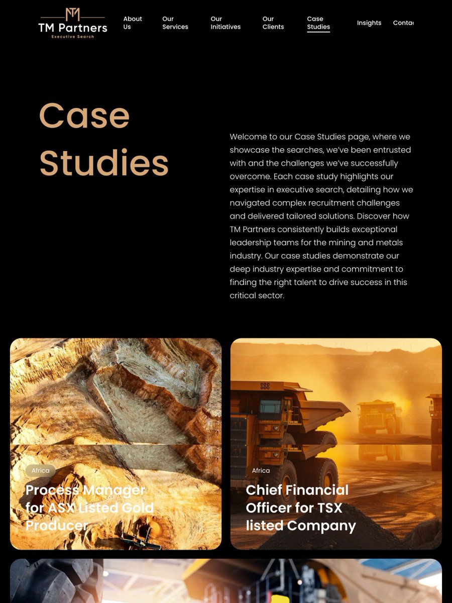 Kandidesign's tweet photo. Built for those who build industries. ⛏️ 
Website design for @_tmpartners , a global executive search firm specialising in the mining &amp; metals industry.

#WebDesign #WebDevelopment #AgencyPortfolio #ClientWork #MiningIndustry https://t.co/ava6hPBxcf