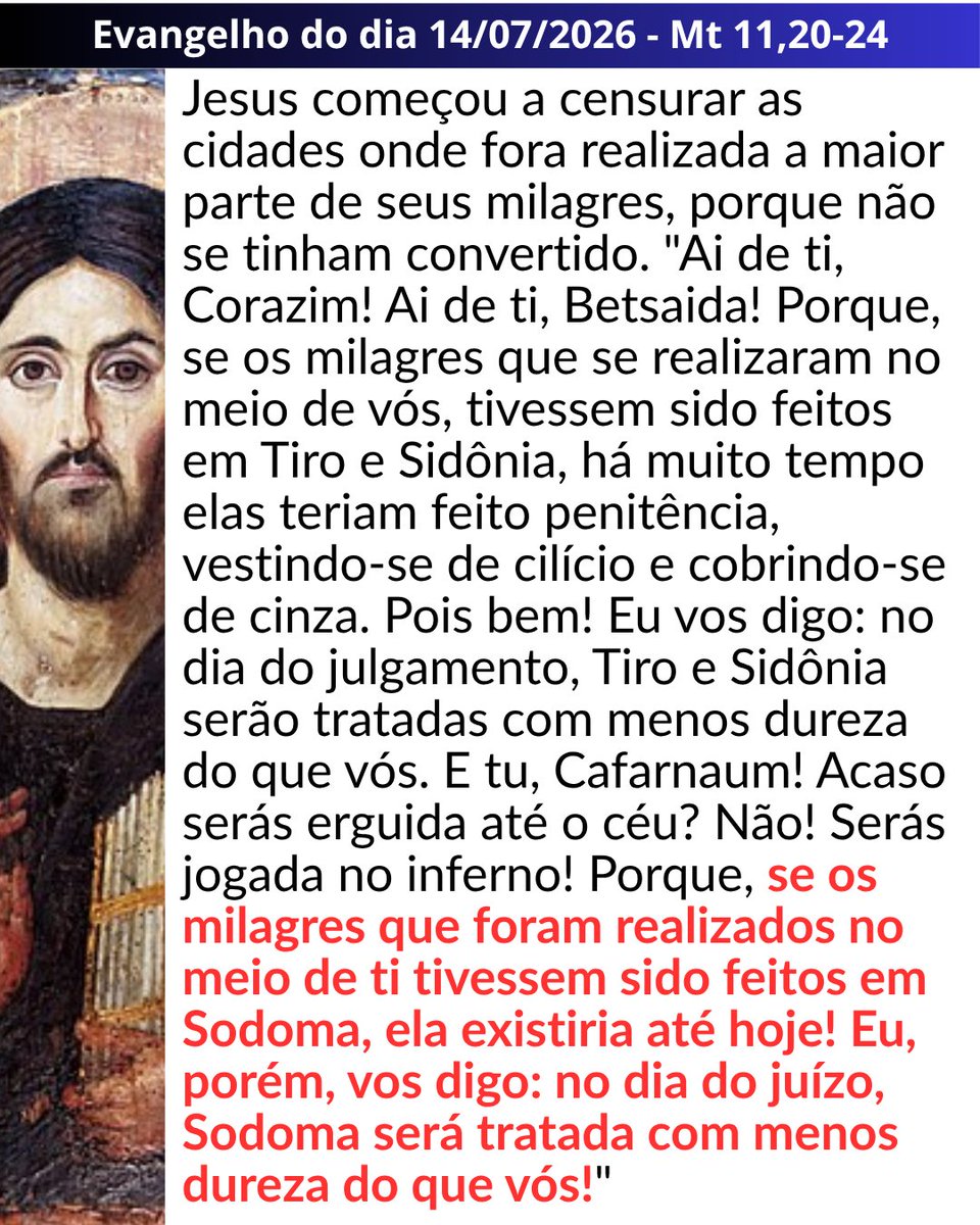 hugogoes's tweet photo. O problema não é Deus falar, mas nós nos acostumarmos a ouvir e não mudar nada. As cidades que testemunharam os milagres de Jesus foram confrontadas pela indiferença. Que hoje o nosso coração não seja duro ao ponto de ver as obras de Deus e seguir no mesmo lugar. https://t.co/xYuao1eUxq
