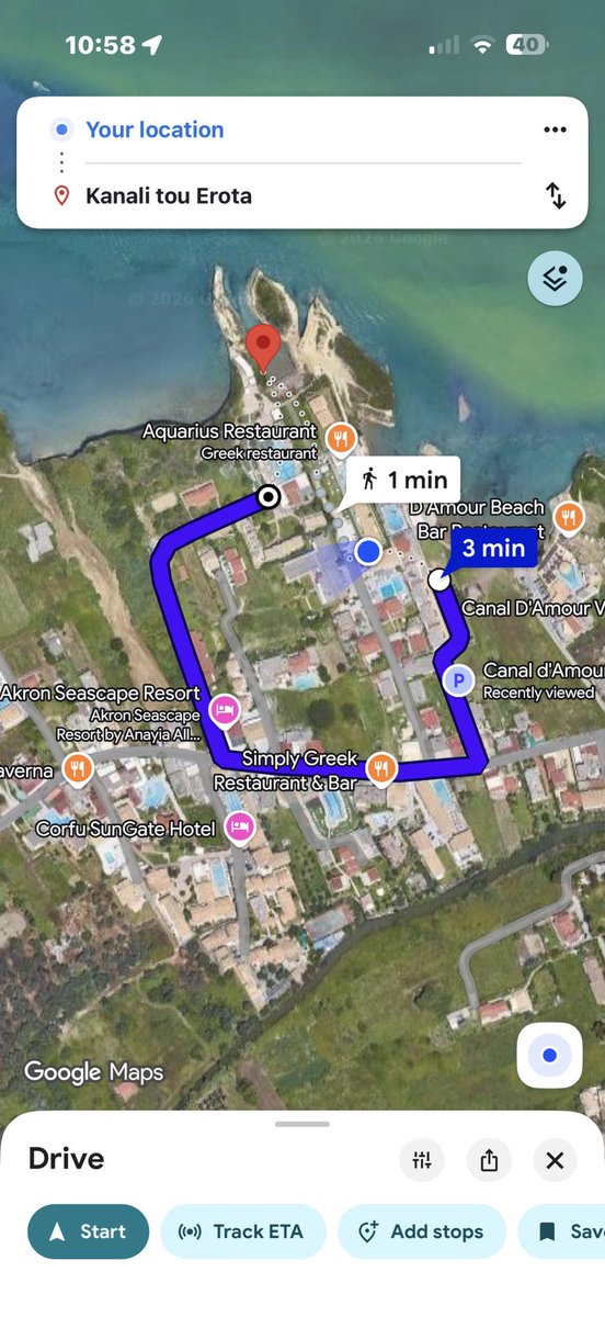 NikolaosSel's tweet photo. @GoogleMaps Kanali tou Erota (Corfu) driving navigation is broken again, routing cars to a private dead-end. Walking is correct. Please fix it. #GoogleMaps #Corfu #Navigation #CanalDAmour https://t.co/l9dcwjtmiH