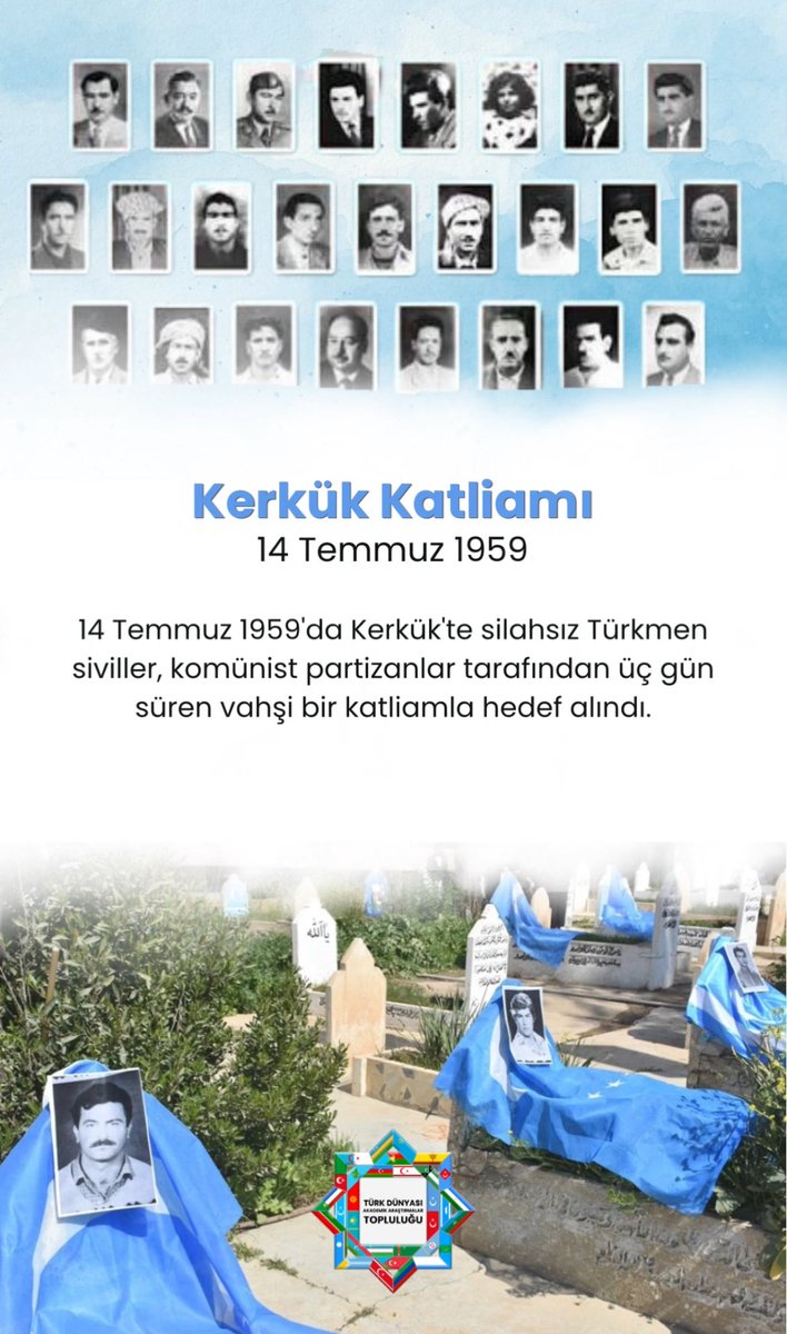 egeturkdunyasi's tweet photo. Şehit olan Türkmen kardeşlerimizi rahmet ve minnetle anıyoruz 🇹🇷
#kerkükkatliamı https://t.co/mFIR1Bhcoy