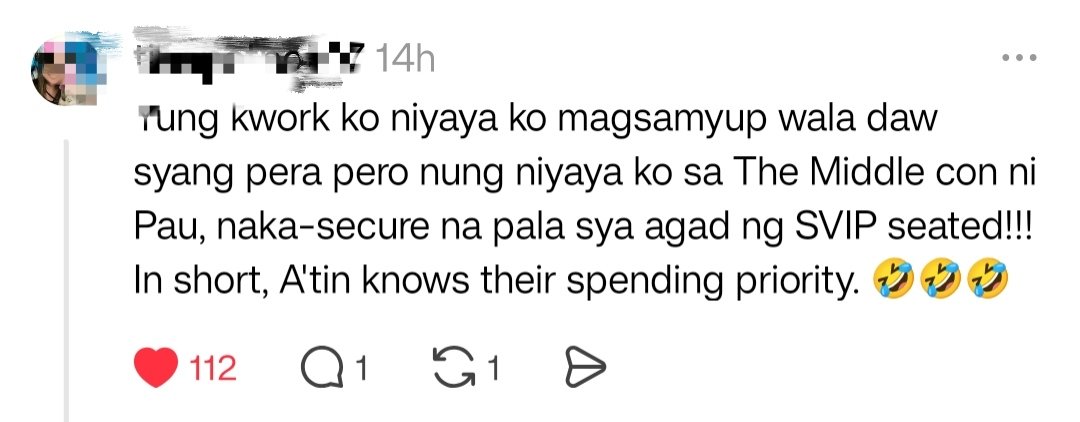 xxeyss's tweet photo. mas nakakabusog daw sa concert HAHAAHAHAHAHAHA https://t.co/v1UbgDftsT