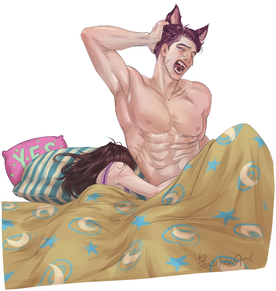 GasolineOpal's tweet photo. My head canon is that Valko has cutely printed bedding and sheets. 
god, i struggled so much with drawing his mouth... don't draw open mouths that often lol!
#VALKOISLOVED #VALKOBELONGS #ValkoIsInnocent #WeWantValko #WeLoveValko #KeepValkoAlive #VALKO #敖尹 #ValkoIsGoodBoy https://t.co/WzGKWFqHuG