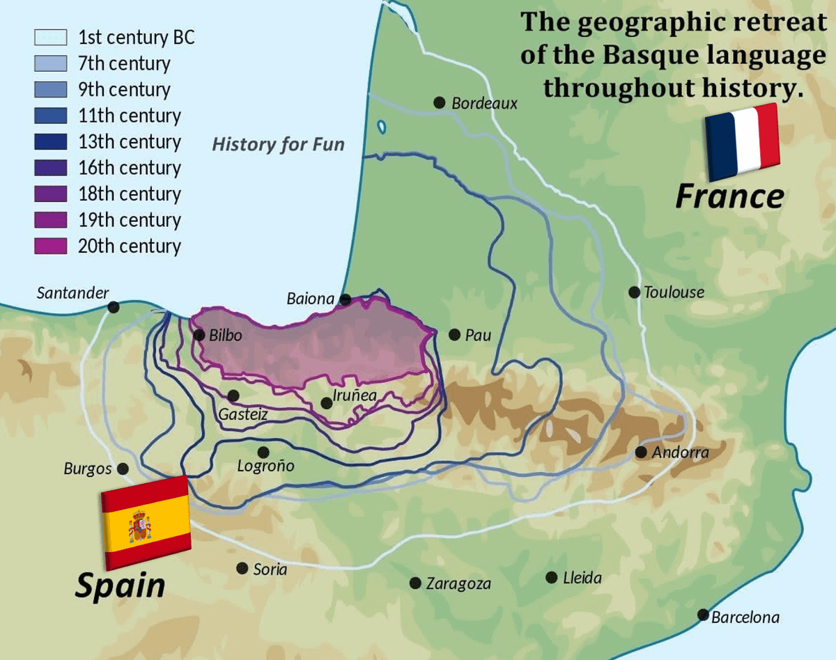 theiaincameron's tweet photo. France v Spain is the World Cup's only match between two European teams who have ancient non-Indo-European languages spoken in their countries.

The Basque language is at least 4,000 years old, and is still spoken in parts of southern France and northern Spain. 

Stay tuned for more cutting-edge, geography-based World Cup analysis.