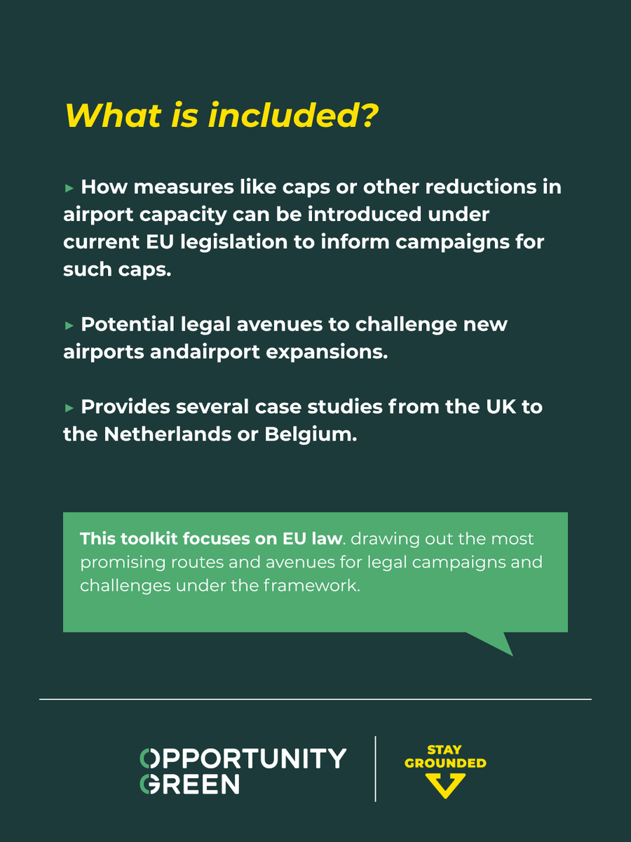 StayGroundedNet's tweet photo. Want to legally challenge airport expansion? ⚖️

Our new toolkit with @opp_green maps potential routes in the EU on air quality, biodiversity, climate, and noise - plus examples and resources. Another tool for the fight for #RedLinesForAirports 🙌

➡️ https://t.co/7lsCSaQ2Dy https://t.co/kcjgygpjH8