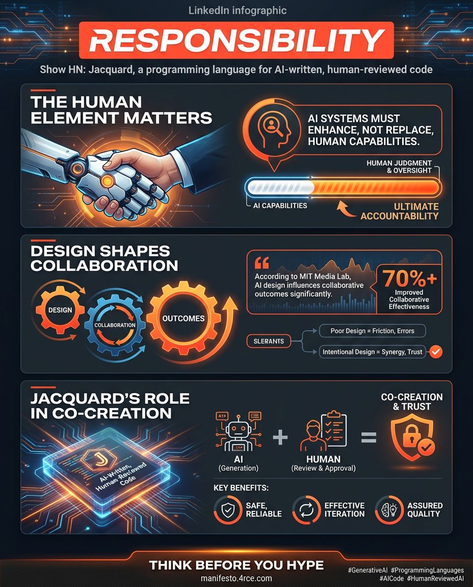 4rcecom's tweet photo. AI isn't replacing us; it’s augmenting us. To thrive, we must embrace human-AI collaboration.…

Manifesto: Responsibility — https://t.co/Jvd7y4dqi2

Source: https://t.co/Skqezk14Ct — https://t.co/5RLFsFlwzK

#GenerativeAI #ProgrammingLanguages #AICode #HumanReviewedAI https://t.co/HuJilTFXEr