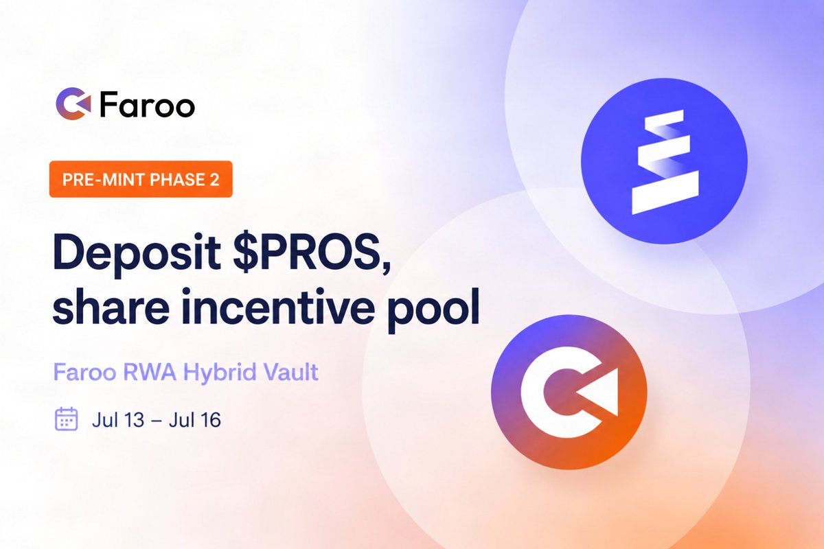 Farooxyz's tweet photo. Your $PROS can do more than sit in your wallet.

Put $PROS into the Faroo Hybrid Vault and give it the opportunity to earn more.

🔹 Stake $PROS into stPROS Pre-mint
🔹 Earn incentives linked to real-world assets
🔹 Keep your deposited stPROS principal protected https://t.co/hnZVIAs8hr