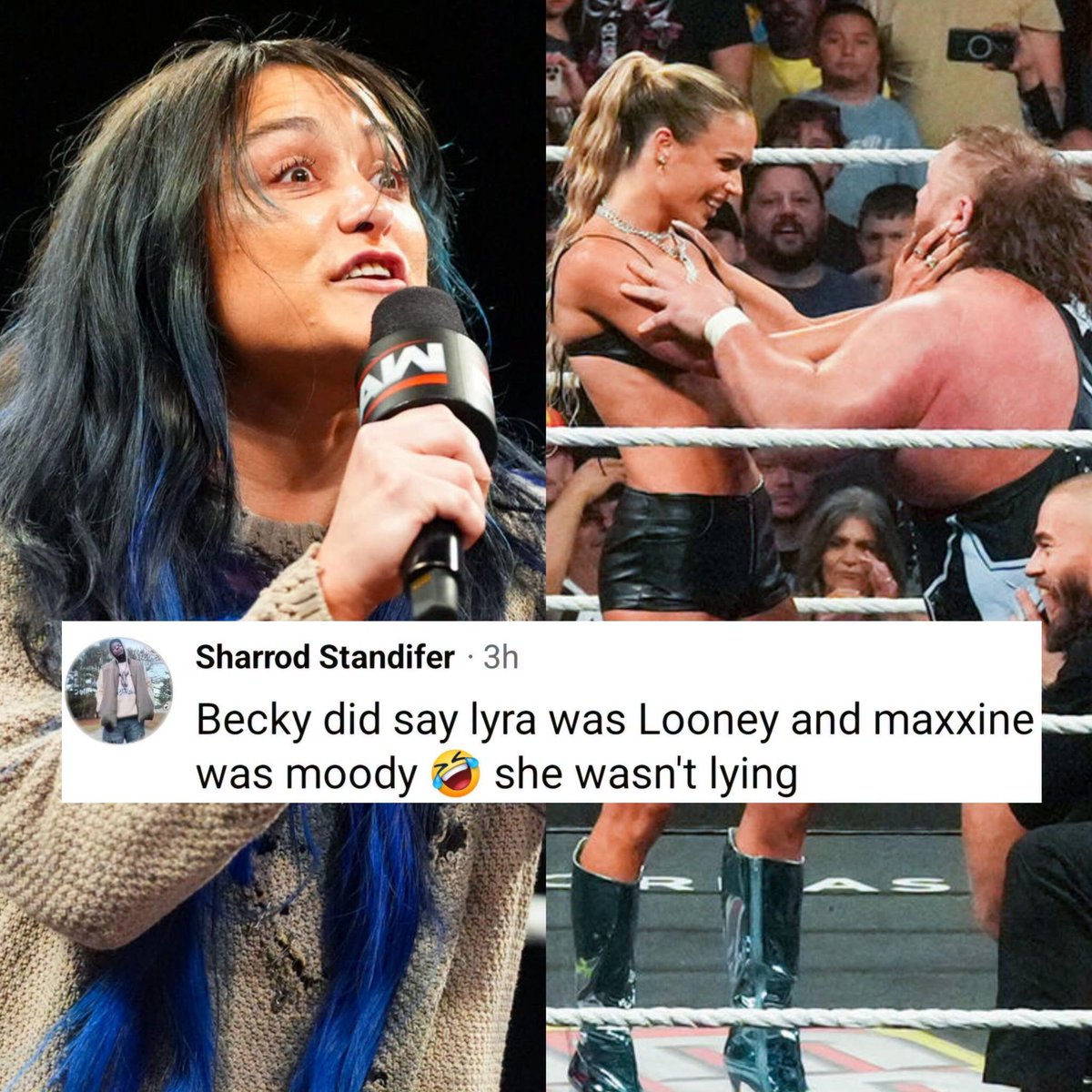 TheSquaredTimes's tweet photo. Becky Lynch knows more about Lyra Valkyria and Maxxine Dupri than their former WWE Team members. https://t.co/uia4hm83WS