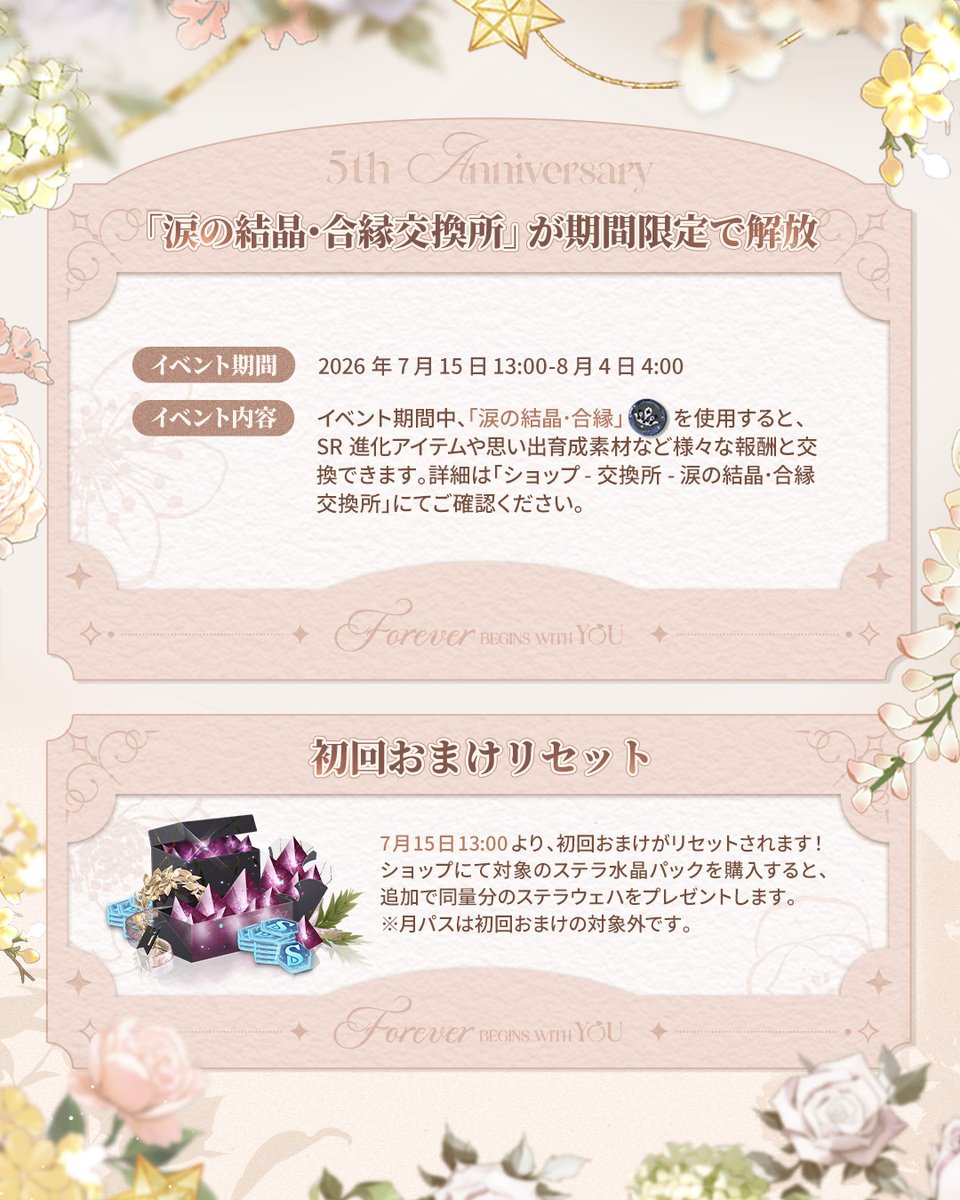 TearsofThemisJP's tweet photo. ✦#未定事件簿五周年 シリーズイベント✦ (1/3)

イベント女神の影が本日13:00より解放！様々なイベントも開催！ぜひゲームにログインして、愛と誓いが織りなすロマンスをご体験ください。

※5周年特別交換コード「YESIDO」でステラウェハ×180を交換する��もお忘れなく！

#未定事件簿 #未定事件簿結婚式