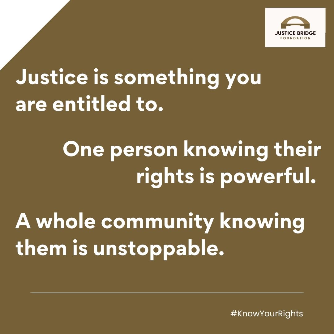 JBF_Official_'s tweet photo. Share this carousel to help more people know and protect their rights.

#JusticeBridgeFoundation #BridgeToJustice #AccessToJustice #KnowYourRights #LegalLiteracy #RuleOfLaw https://t.co/Jk6OAaTKYl