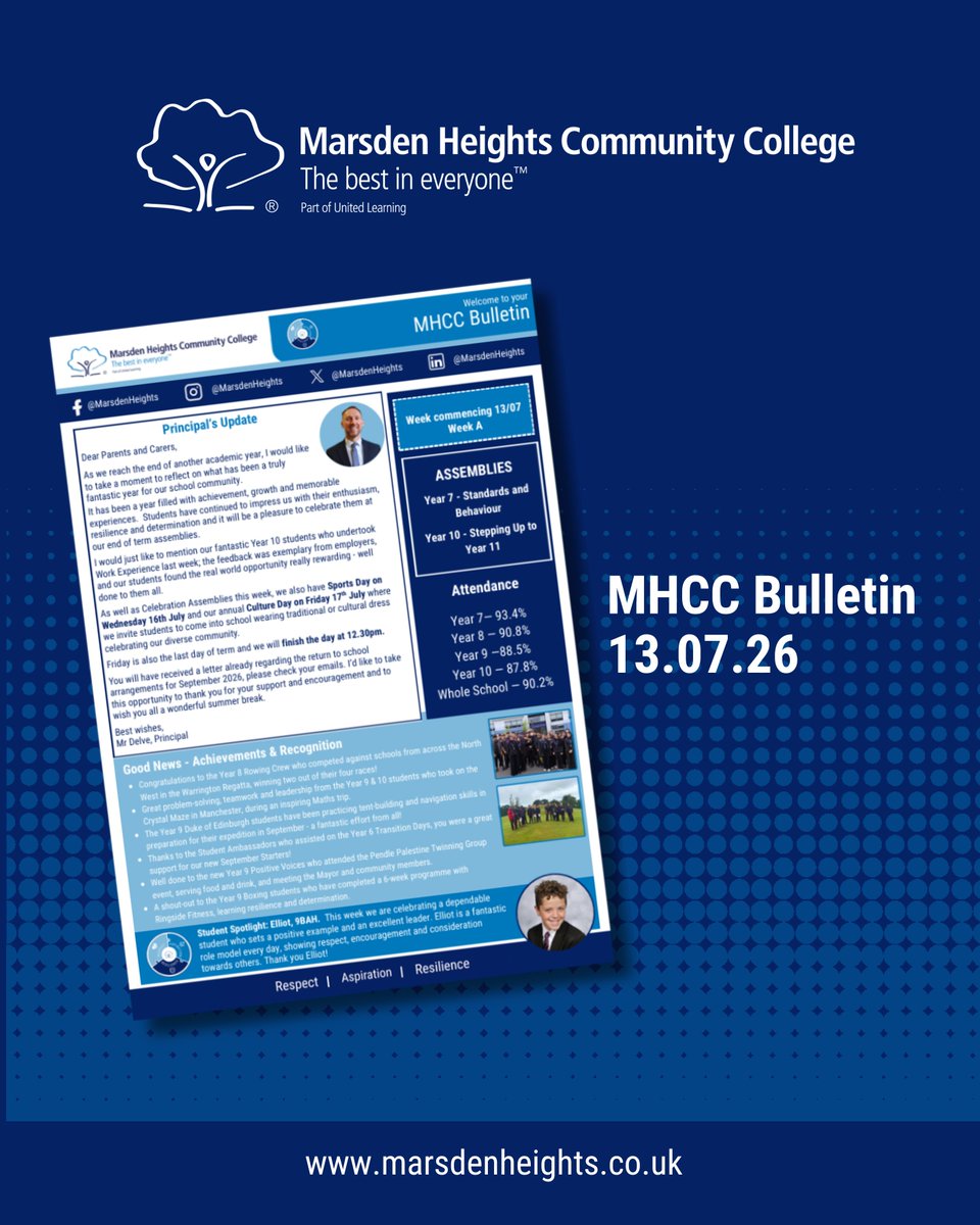 MarsdenHeights's tweet photo. Stay up-to-date with all the latest news from Marsden Height Community College and our students! Please find our 13th July bulletin on our website here: https://t.co/lWcNuTCawS

#Respect #Aspiration #Resilience #BestinEveryone #EveryMinuteMatters #EducationWithCharacter https://t.co/BKNL83lxFo