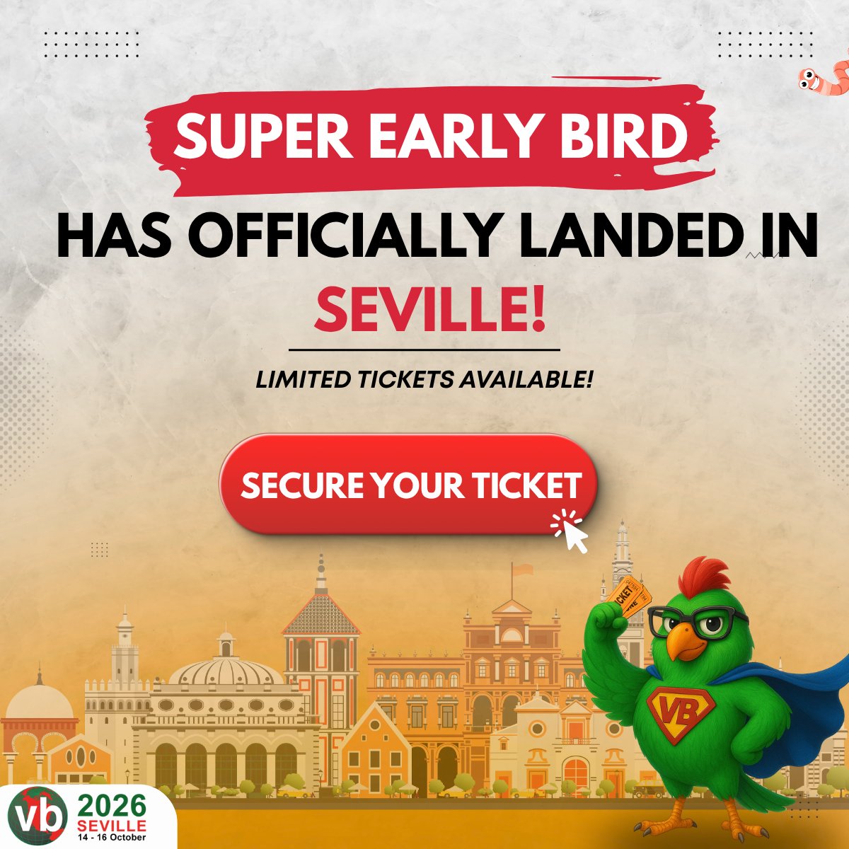 virusbtn's tweet photo. 🎟️ The Super Early Bird has officially landed in Seville!
📅 When: 14-16 October 2026
📍 Where: Barceló Sevilla Renacimiento, Seville
Secure your ticket now and get the best price before they're gone. 👉🏻 https://t.co/Z4DSz2Tub1
#vb2026 #vbconference #cybersecurity #seville https://t.co/xPWtkXB2vF