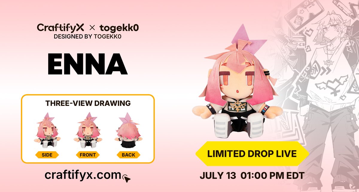 craftifyxco's tweet photo. 🧸 Look who's finally here!
It's me, Enna. 💜
I've gone from sketches to snuggles, and I can't wait to cause a little chaos on your shelf. 😈✨
Designed with @togekk0
👉Take Enna home:https://t.co/ZJ3buI6oHI
#CraftifyX #CraftifyXPlushie https://t.co/ykXHjbINXO